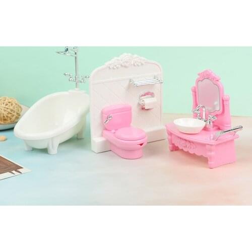Children Toy Doll Simulation Bathtub Wash Basin Toilet Matching Model Children Girl Toys Bathroom Furniture Bathroom Accessories
