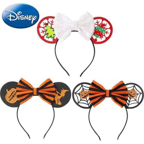 Disney New Kawaii Girls Women Bows Headband Christmas Ears Hair-Accessories Kid Accessories Headdress Head Band Halloween Party
