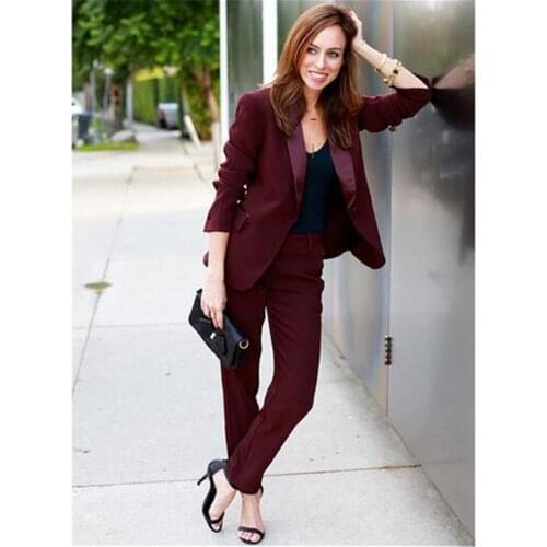 Elegant Formal Business Womens PantSuits Fashion Ladies Pantsuit Costumes Womens Suits Blazer with Pants Custom Made