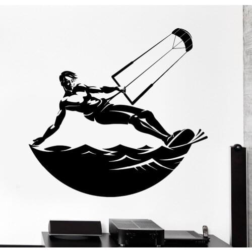 HDJWU Wall Sticker Sport Kitefurfing Windsurfing Water Sport Vinyl Decal for boys sports likers living room wall stickers WU79
