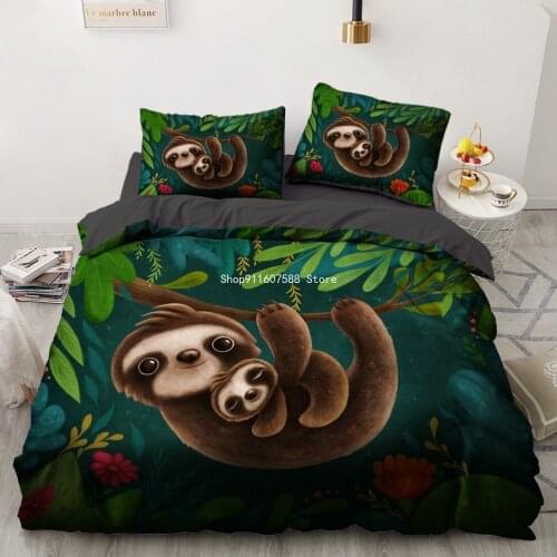 3D Bedding Sets Black Green Duvet Cover Set Cartoon Bed Comforters Cute Bed Linen Pillowcase Forest Design King Home Texitle