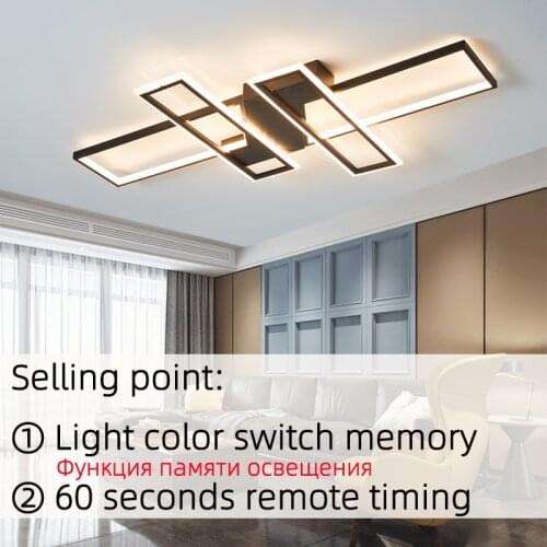Ceiling chandeliers LED Modern Ceiling Lamp Rectangle Living-Bed-Room Lighting Dimmable Metal indoor Ceiling Light 110-220V