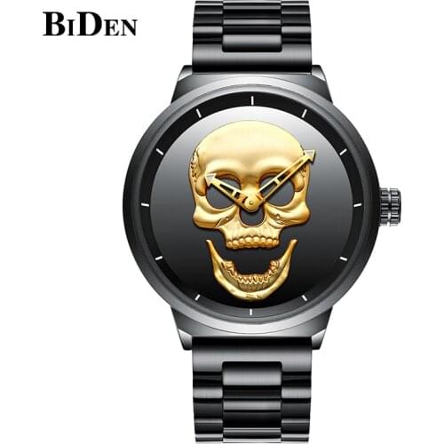Biden mens watch steel belt skull personality mens watch waterproof fashion quartz watch wholesale