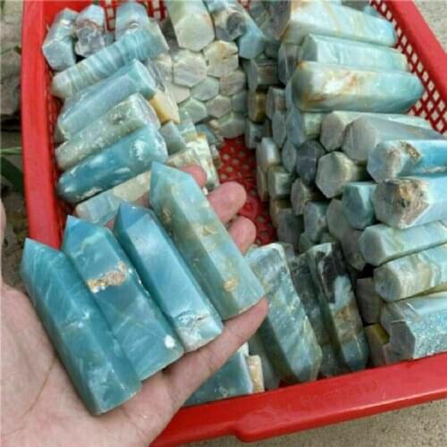Natural amazonite Obelisk Quartz crystal wand Point Healing Reiki