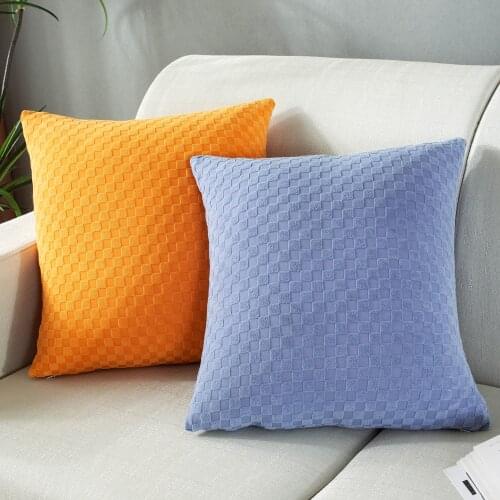 New Jacquard Cushion Covers 45X45CM Decorative Pillows Yellow Pillow Case Nordic Plush Velvet Sofa Fabric Soft Cushion Covers
