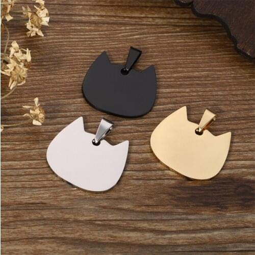 Stainless steel titanium steel pointed horn cat head dog military pet identity card metal tag can be engraved LOGO