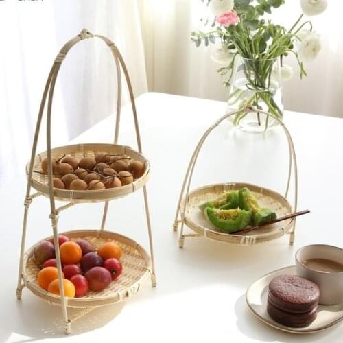 Bamboo woven wicker basket handmade home decoration storage fruit bread food kitchen storage basket WF8211006