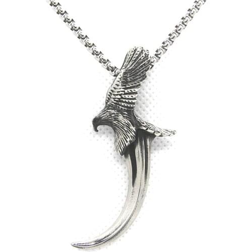 Eagle Pendant 316L Stainless Steel Gothic Biker Punk Bird Necklace 65cm Chain