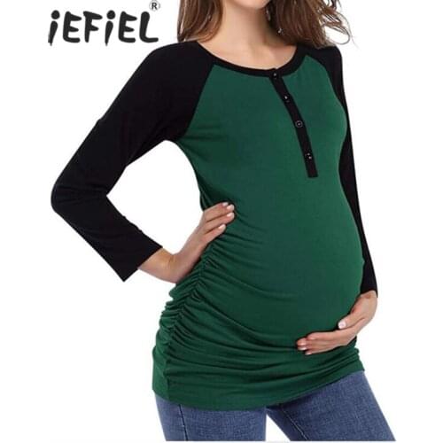 Maternity Casual Loose Clothes Women Pregnant Long Sleeves Nursing Tops Breastfeeding T-Shirt Pregnancy Breastfeeding Tees