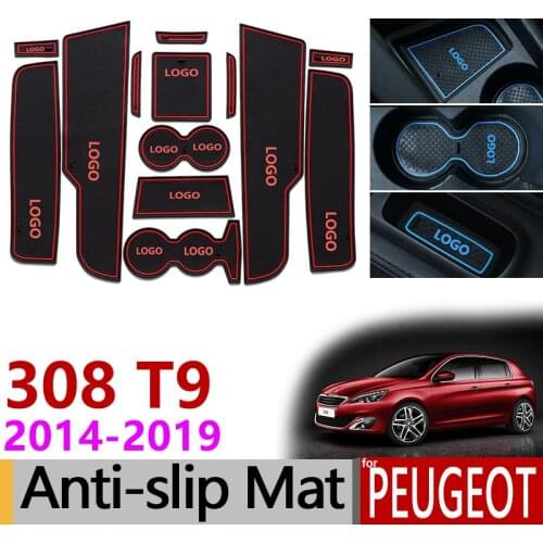 Anti-Slip Gate Slot Mat Rubber Coaster for Peugeot 308 T9 2014 2015 2016 2017 2018 2019 Accessories Stickers Second generation