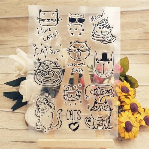 PANFELOU 11*16 Lovely cat Transparent Clear Silicone Stamp/Seal for DIY scrapbooking/photo album Decorative clear stamp sheets