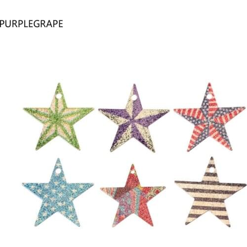 PURPLEGRAPE DIY Jewelry Accessories Europe and America Fashion Vintage Pentagram Metal Plate Earrings Necklace Pendant 8pcs