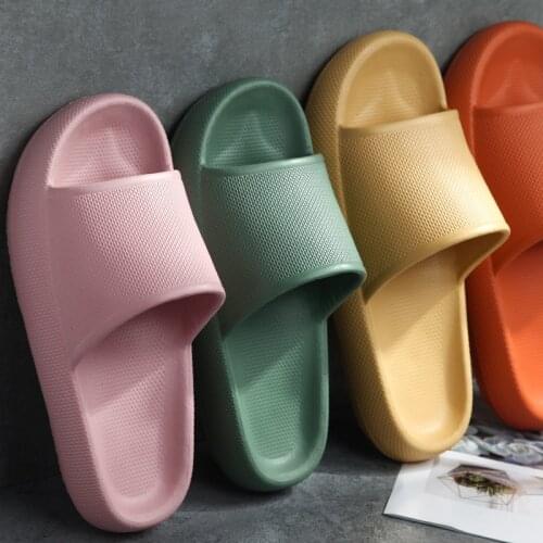 Spot home home solid-color thick-soled slippers couple fashion non-slip mens and womens slippers home slippers