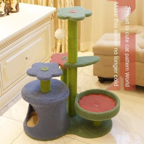 Flower Cat Climbing Frame Cactus Cat Nest Tree Bed House Pole Grabbing Toy 3D Small Cat Platform Tower Pet Supplies