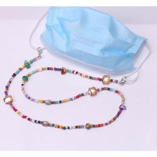 Colorful Beads Anti-lost Face Cover Lanyard Glasses Lanyard Strap Necklace for Women Wedding Long Chain Necklace Mask Jewelry