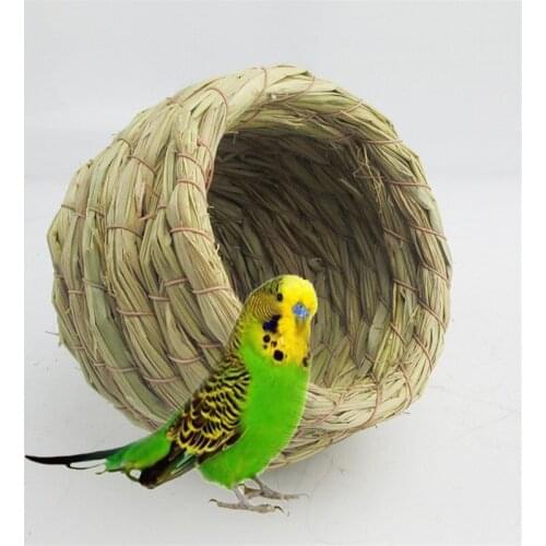 Handwoven Warm Straw Bird Nest House Parrot Hatching Breeding Natural Pet Grass Cave For Parrot Macaw African Greys Budgies