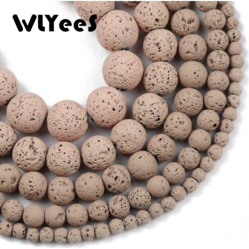 WLYeeS Champagne Volcanic Rock Stone Beads Natural Lava Hematite Round Loose Beads For Jewelry Making DIY Bracelet 4 6 8 10 12MM