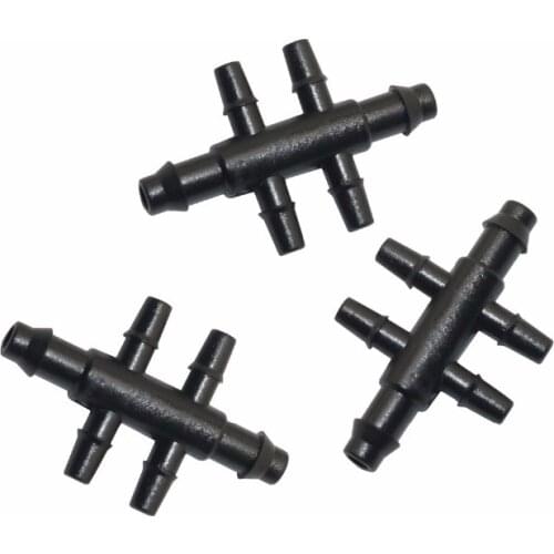 100pcs Barbed Six-ways Interfaces Hose Splitters 4/7mm To 3/5mm pipe tube connectors Home Garden Watering Irrigation system tool