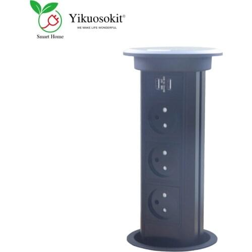 Israeli Socket 2 USB Ports Wireless Fast Charger Black Tabletop Hidden WIFI Power Sockets Electrical Pop Up Desktop Outlets CE