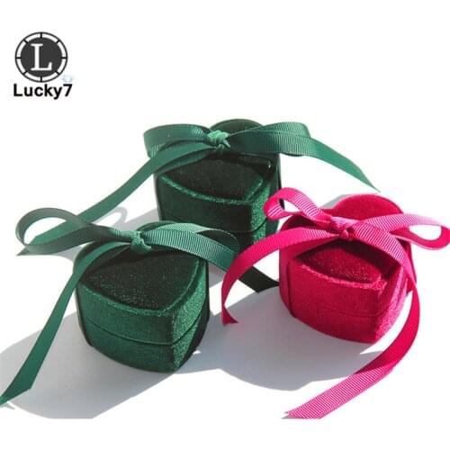 Love Corduroy Jewelry Box Ring Pendant Necklace Jewelry Gift Flannel Box Heart-shaped Heaven Cover