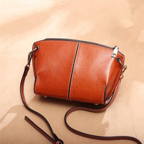 Women Messenger Bags Vintage Mini Bag High Quality Genuine Leather Small Shoulder Crossbody Bags Designer Handbag 2021 Shell Bag