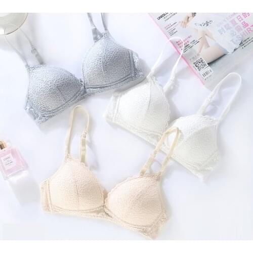 DeRuiLaDy New Wire Free Bras For Women Sexy Lace Bralette Seamless Hollow Push Up Bra Comfortable Breathable Bra Sexy Lingerie