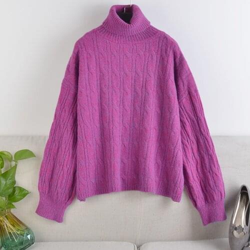 Women Sweater Jumpers Turlt-turtleneck 2021 Autumn Winter Knitwear Cross Split Loose Female Knitted Pullovers For women Tops