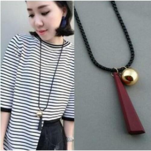 Autumn And Winter Long Paragraph Fashion Personality Simple Sweater Chain Metal Ball Male And Female Pendant Necklace Female
