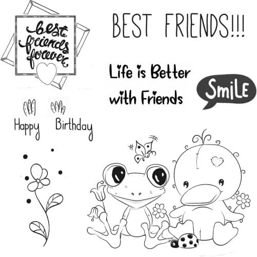 ZhuoAng Frog Duck Best Friend Clear Stamps For DIY Scrapbooking/Card Making/Album Decorative Silicon Stamp Crafts