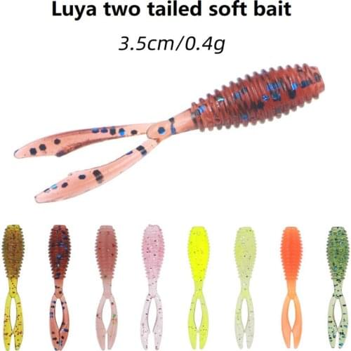 10pcs Ice Fishing Bait Root Fishing Lure 3.5cm0.4g Mini Silicagel Two Tailed Bait Jigging Pesca Bass Pike Minnow Swimbait Tackle