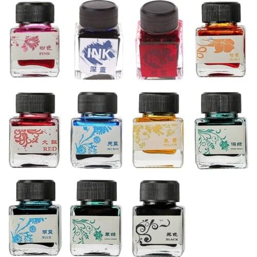 25ml Bottled Glass Smooth Writing Fountain Pen Ink Refill School Student Stationery Office Supplies 11 Colors