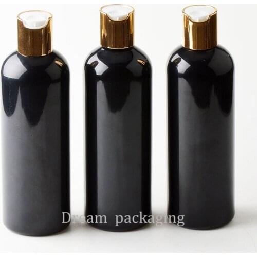 30pcs/lot 300ml Disc top Cap black bottle Empty Plastic Bottle PET Lotion Bottle travel size plastic empty bottles for Shampoo