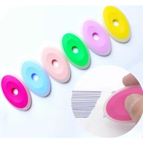 6 Pcs/set Neutral Erasable Pen Special Eraser Elliptical Plastic Eraser Student Study Stationery School Office Supplies 6 Color