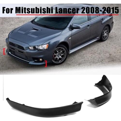 1 Pair Front Bumper Lip Spoiler Diffuser Protector For Mitsubishi Lancer 2008-2015 Unpainted Black Front Bumper Body Kit