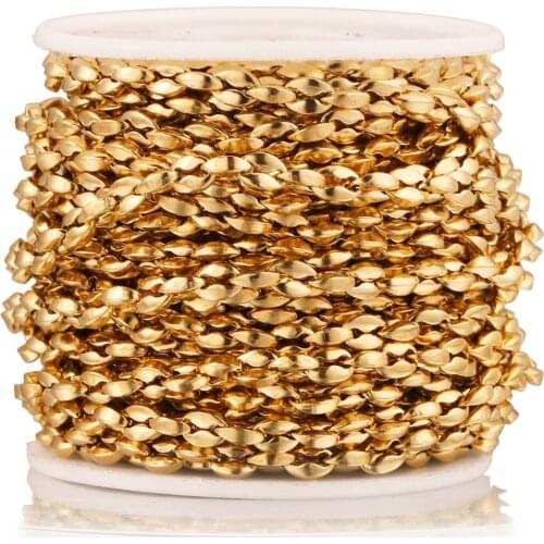 1 Meter Width 5mm Stainles Steel Gold Mariner Link Chains for Men Women Necklace Bracelet Making Coffee Bean Chains Findings