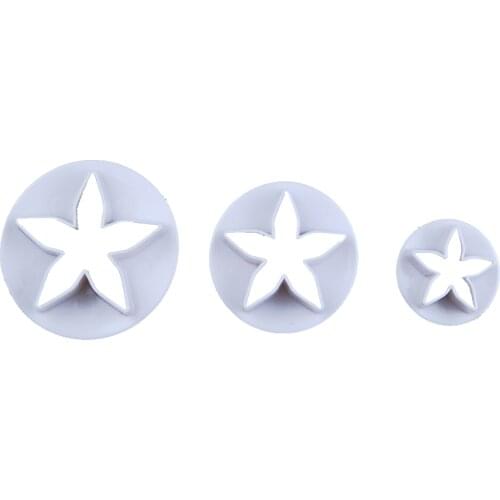 3 Pcs Five Petal Flower Shape Cookie Cutter 3D Printed Fondant Bread Biscuit Mold For Cake Kitchen Baking Decorating Tools