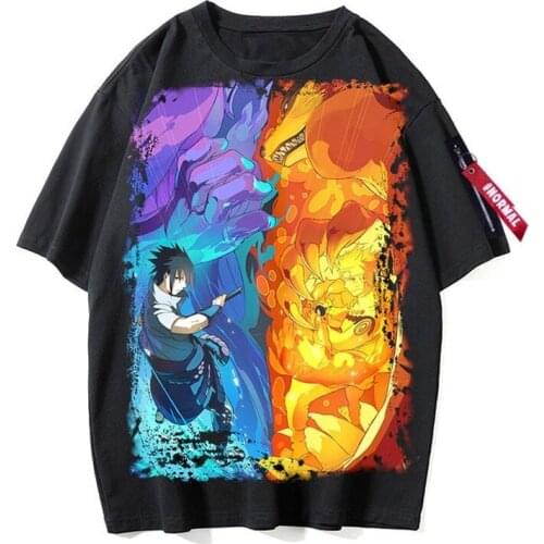 Naruto T-shirt Summer New Men Short-sleeve Street Trend Menswear Pure Cotton Loose Short Sleeves Suitable for Sports