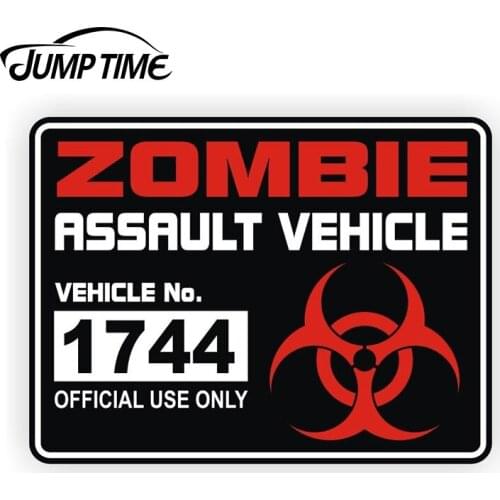 JumpTime 13cm X 9.71cm ZOMBIE Assault Vehicle License Classic Car Stickers Motorcycle Decals Vinyl Bumper Rear Windshield