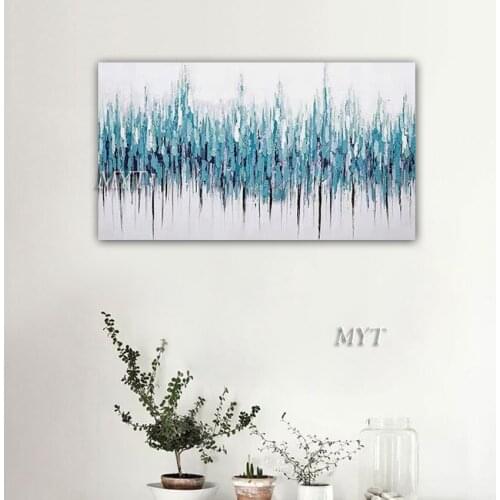 Handpainted Art Abstract Oil Paintings New York Abstract Blue Painting Canvas For Living Room Wall Art Modern Home Decoration