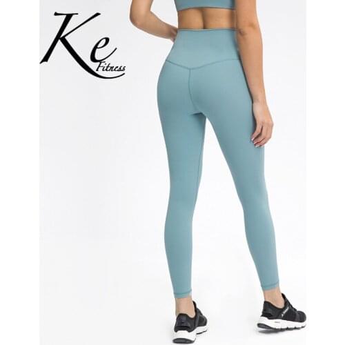 KE2021 new product no embarrassing line nude high elastic parallel file high waist yoga pants fitness running sports nine-point