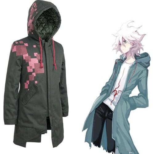 Super Danganronpa 2 Cosplay Costume Komaeda Nagito Cosplay Costume Dangan Ronpa Thicken Long Hooded Halloween Carnival Party