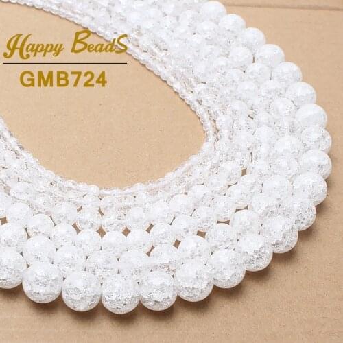 Natural White Cracked Crystal Round Loose Spacer Beads For Jewelry Making DIY Bracelet Accessories 15"Inches 4/6/8/10/12mm