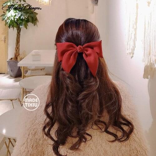 Fashion Satin Chiffon Bow Haircip For Women Knotting Bow Sweet Hairpin Headdress Solid Color Barrette Headwear Hair Accessories