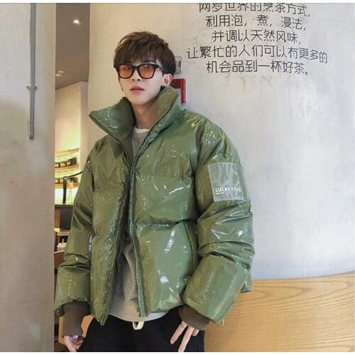 Cotton mens trend 2020 winter new bright face short section cotton jacket tide brand handsome loose cotton coat
