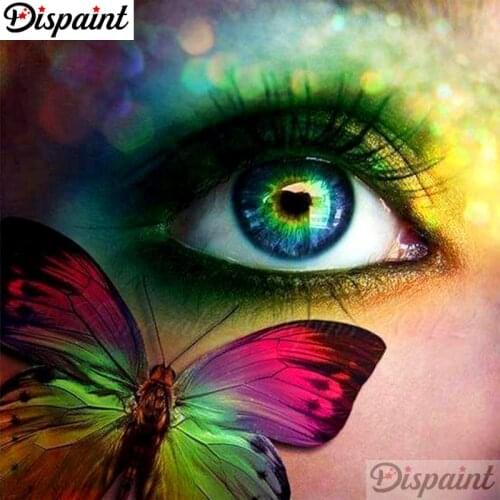 Dispaint Full Square/Round Drill 5D DIY Diamond Painting "Eye butterfly" Embroidery Cross Stitch 3D Home Decor A10389