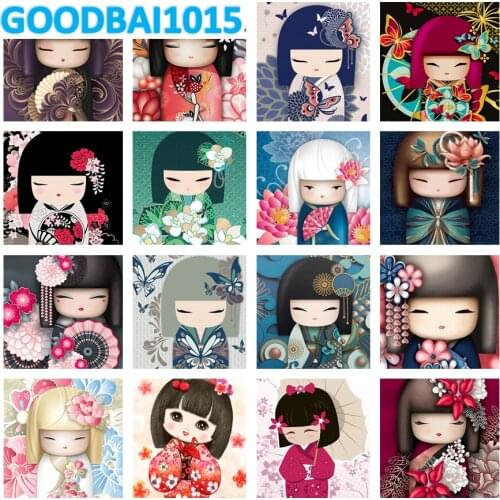 5D DIY Diamond Painting Embroidery Mosaic Cross Stitch Kits Art Picture Rhinestone Home Decoration Japanese Doll Girl Gift