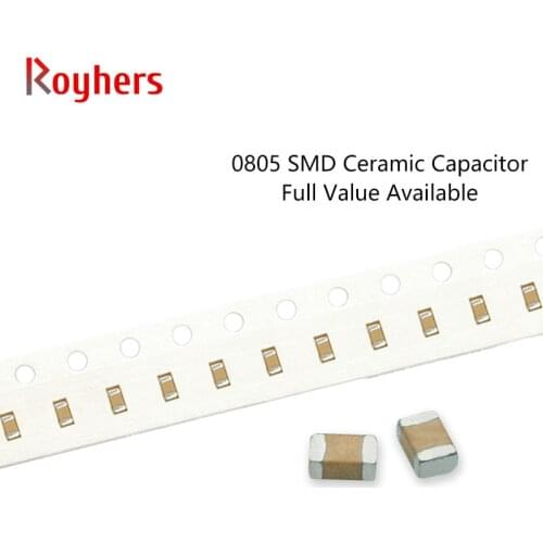 100Pcs 0805 SMD Set of Capacitors 2012 0.1pF-100pF 5% 10pF 22pF 27pF 47pF 50V 0R1C 220J 470JMLCC DIY Kit Full Value Available