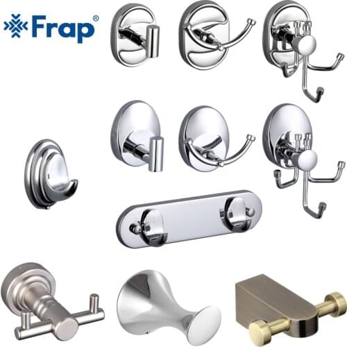 FRAP Modern Style Stainless Steel Restroom Hook up Wall-mount Various Zinc Alloy Base Hooks Clothes Hook Bathroom Accessories