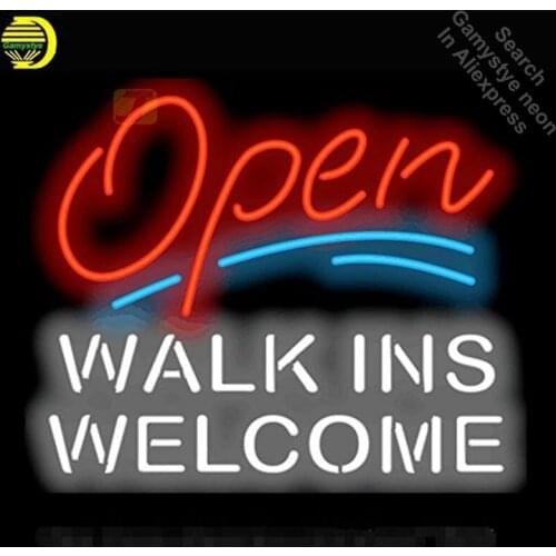 NEON SIGN For Open with Walk Ins Welcome display Custom Design Restaurant Shop Light Signs neon signs for sale light up signs
