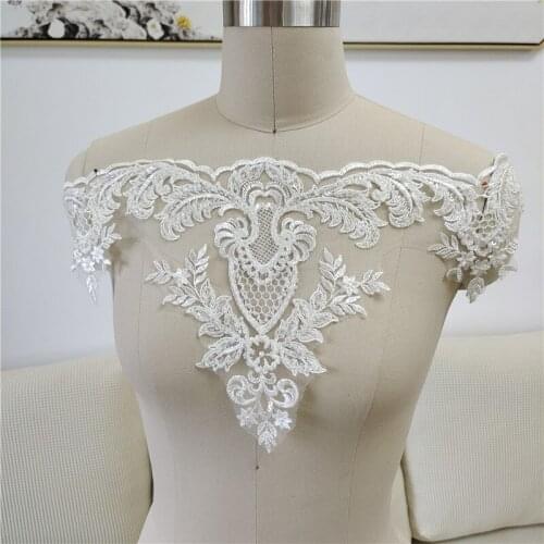 New Beaded Lace Wedding Dress Tail Dress Veil Curtain Embroidery Lace Clothing Accessories